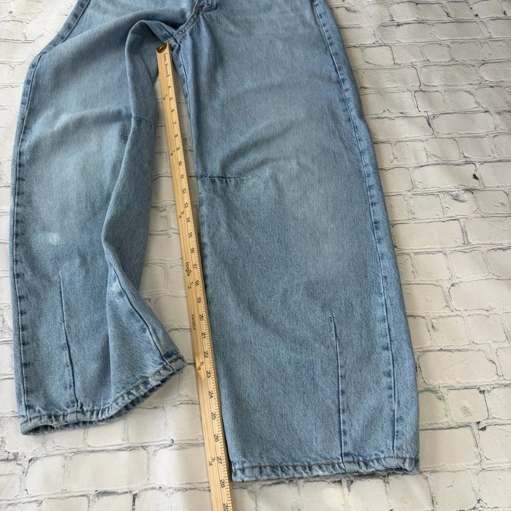 ✅ Zara Light Blue High Rise Wide Barrel Leg Jeans size 0 EUR 32